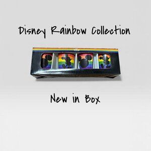 Disney Set of 4 Mickey Mouse Shot Glasses Rainbow Pride LGBTQ+ 1.5 Fluid Oz New